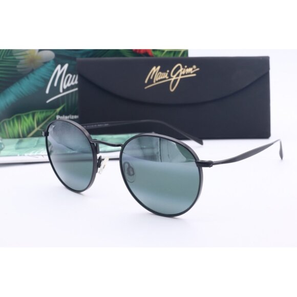 Maui Jim Nautilus MJ 544-2M Black Oval Sunglasses Gray polarized Lenses 50mm